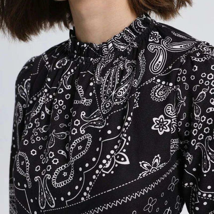 Cotton Paisley Print Top and Knee-Length Skirt Ensemble - Très Elite