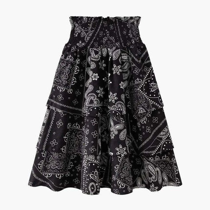 Cotton Paisley Print Top and Knee-Length Skirt Ensemble