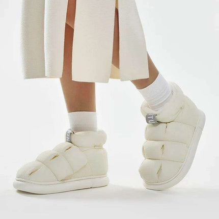 Couples' Cozy Winter Waterproof Snow Boots & Plush High-Top Slip-Ons Set - Très Elite