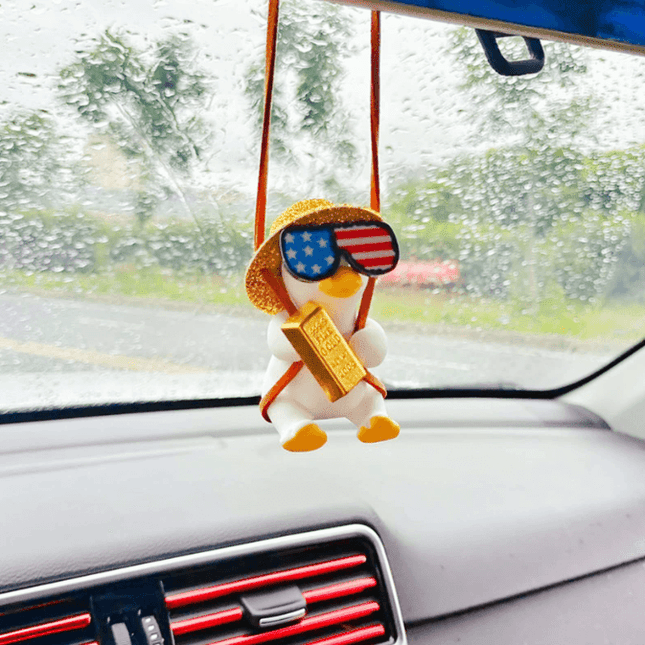 Cowboy Duck Handgun Car Mirror Swing Pendant