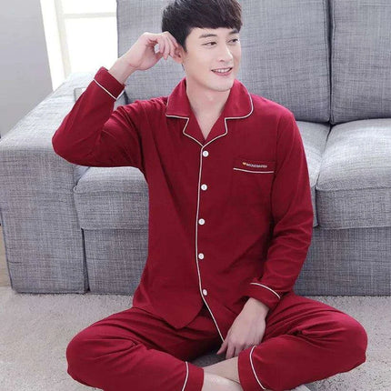 Cozy Autumn Couples Cotton Pajama Set - Stylish Long-sleeve Sleepwear for Him and Her - Très Elite