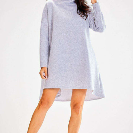 Cozy Autumn Trapeze Turtleneck Dress with Stretchy Comfort - Très Elite