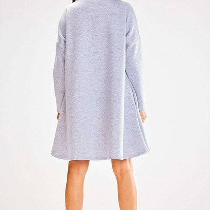 Cozy Autumn Trapeze Turtleneck Dress with Stretchy Comfort - Très Elite