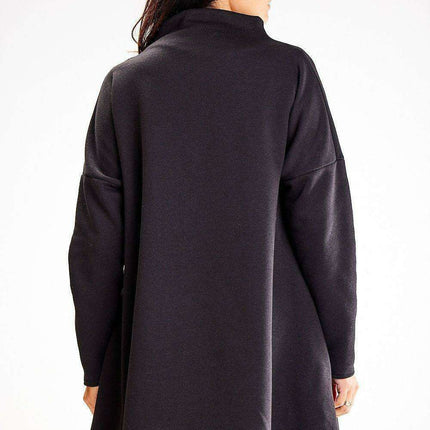 Cozy Autumn Trapeze Turtleneck Dress with Stretchy Comfort - Très Elite