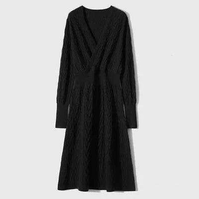 Cozy Cashmere-Wool Blend Slim Fit Knit Dress for Women - Essential Autumn/Winter Fashion - Très Elite