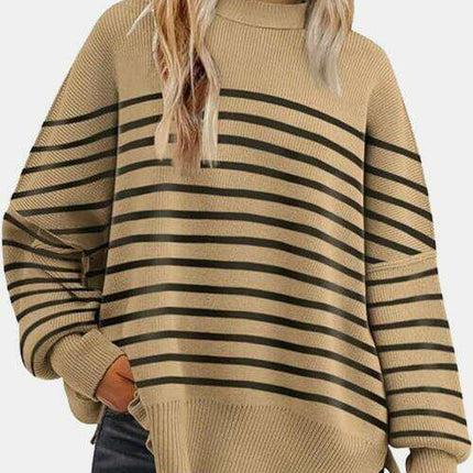 Cozy Chic Slit Accent Drop Shoulder Sweater