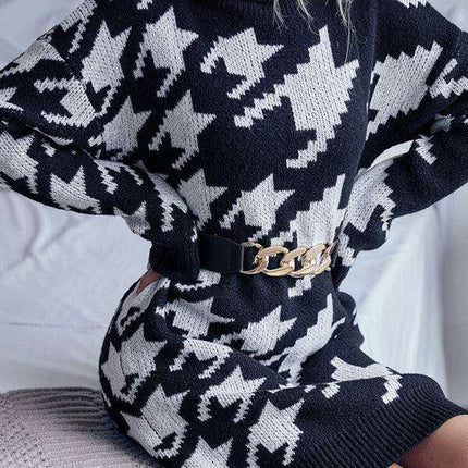 Cozy Chic: Women's High Neck Knit Dress for Effortless Elegance - Très Elite