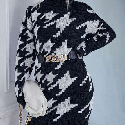 Cozy Chic: Women's High Neck Knit Dress for Effortless Elegance - Très Elite