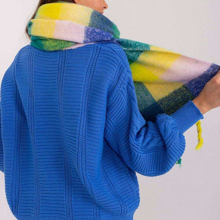 Cozy Colorful Plaid Shawl with Elegant Tassels - Très Elite