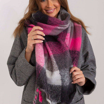 Cozy Colorful Plaid Shawl with Elegant Tassels- Très Elite- Très Elite