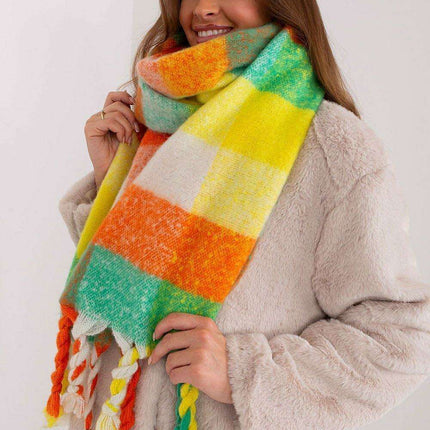 Cozy Colorful Plaid Shawl with Elegant Tassels - Très Elite