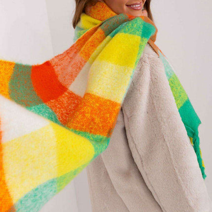 Cozy Colorful Plaid Shawl with Elegant Tassels - Très Elite
