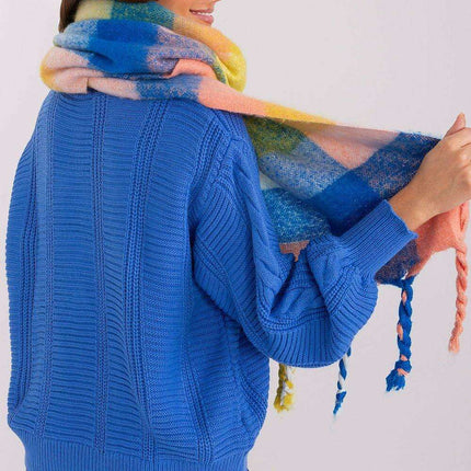 Cozy Colorful Plaid Shawl with Elegant Tassels - Très Elite
