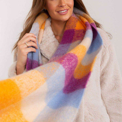 Cozy Colorful Plaid Shawl with Elegant Tassels - Très Elite
