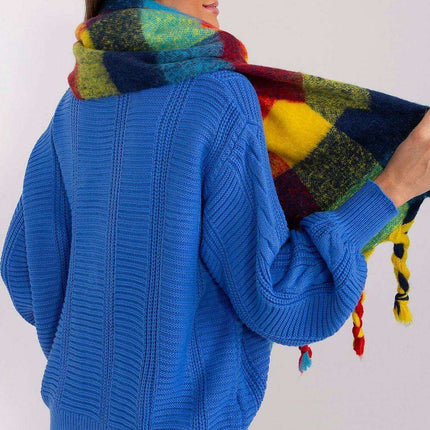 Cozy Colorful Plaid Shawl with Elegant Tassels - Très Elite