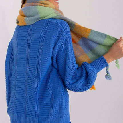 Cozy Colorful Plaid Shawl with Elegant Tassels - Très Elite