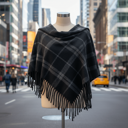 Cozy Colorful Plaid Shawl with Elegant Tassels - Très Elite