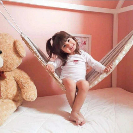 Cozy Cotton Kids' Hanging Hammock Swing - Trendy Indoor-Outdoor Chair - Très Elite