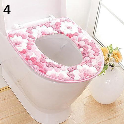 Cozy Elegance Floral Coral Fleece Toilet Seat Lid Pad - Très Elite- Très Elite