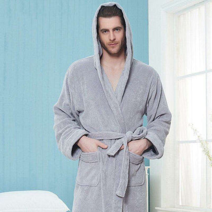 Cozy Elegance Unisex Cotton Hooded Kimono Robe for Winter.