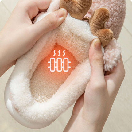 Cozy Elk Design Christmas Slip-On Slippers for Winter Home Comfort - Très Elite