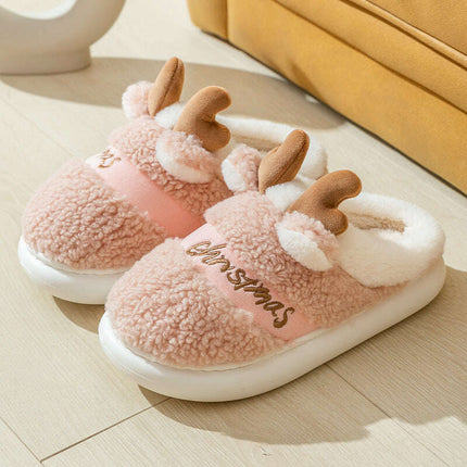 Cozy Elk Design Christmas Slip-On Slippers for Winter Home Comfort - Très Elite