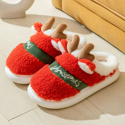 Cozy Elk Design Christmas Slip-On Slippers for Winter Home Comfort - Très Elite
