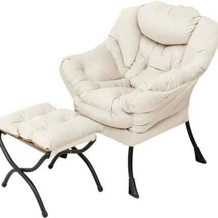 Cozy Grey Lounge Chair Set with Ottoman and Storage Pocket for Ultimate Relaxation - Très Elite