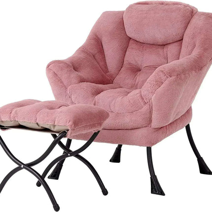 Cozy Grey Lounge Chair Set with Ottoman and Storage Pocket for Ultimate Relaxation - Très Elite