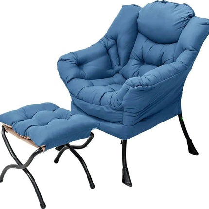 Cozy Grey Lounge Chair Set with Ottoman and Storage Pocket for Ultimate Relaxation - Très Elite