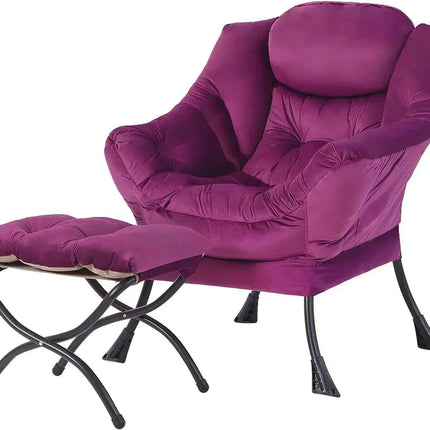 Cozy Grey Lounge Chair Set with Ottoman and Storage Pocket for Ultimate Relaxation - Très Elite
