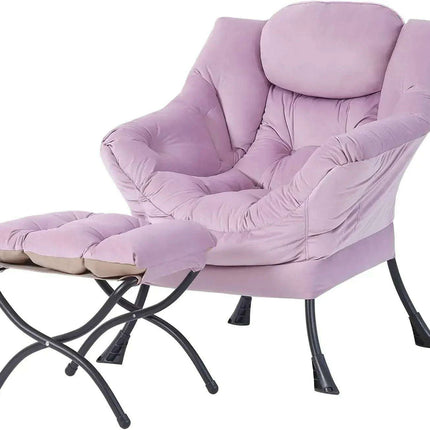 Cozy Grey Lounge Chair Set with Ottoman and Storage Pocket for Ultimate Relaxation..