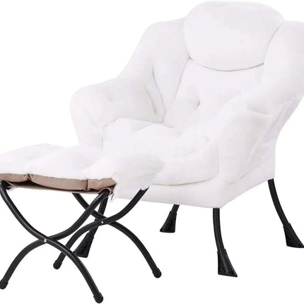 Cozy Grey Lounge Chair Set with Ottoman and Storage Pocket for Ultimate Relaxation - Très Elite
