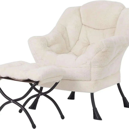Cozy Grey Lounge Chair Set with Ottoman and Storage Pocket for Ultimate Relaxation - Très Elite