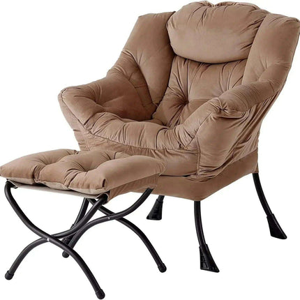 Cozy Grey Lounge Chair Set with Ottoman and Storage Pocket for Ultimate Relaxation - Très Elite