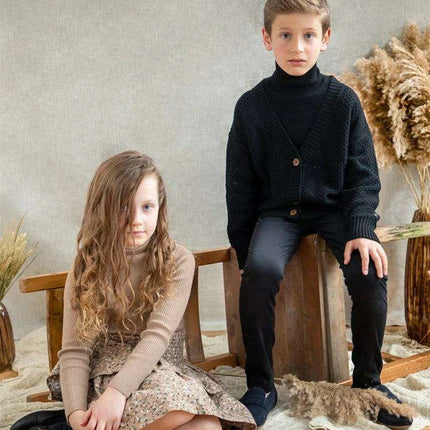 Cozy Kids' Wool Blend Sweater Ensemble - Stylish Cardigan and Cotton Trousers for Year-Round Comfort - Très Elite