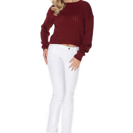 Cozy Knit Boat Neck Sweater with Peekaboo Stitch - Très Elite