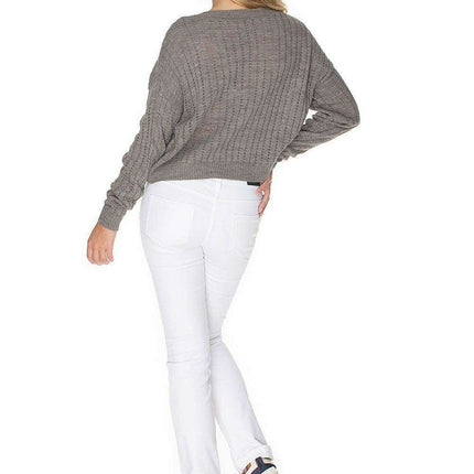 Cozy Knit Boat Neck Sweater with Peekaboo Stitch - Très Elite