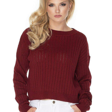 Cozy Knit Boat Neck Sweater with Peekaboo Stitch - Très Elite