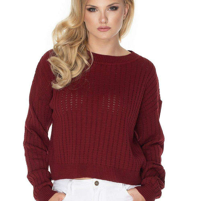 Cozy Knit Boat Neck Sweater with Peekaboo Stitch
