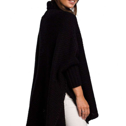 Cozy Knit Turtleneck Poncho Cape - Très Elite