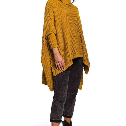 Cozy Knit Turtleneck Poncho Cape - Très Elite