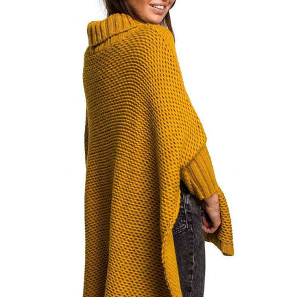 Cozy Knit Turtleneck Poncho Cape - Très Elite