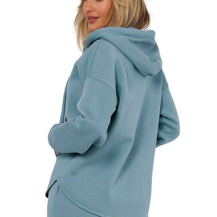 Cozy Knitted Zip-Up Sweater - Women's Sweatshirt with Kangaroo Pocket - Très Elite