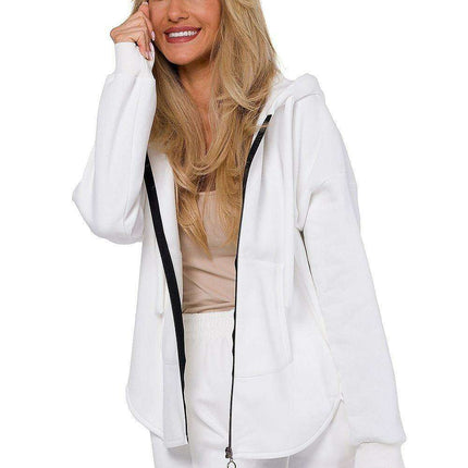 Cozy Knitted Zip-Up Sweater - Women's Sweatshirt with Kangaroo Pocket - Très Elite