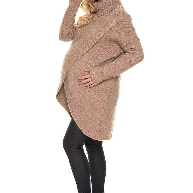 Cozy Maternity Knit Sweater with Stylish Peekaboo Design for Nursing