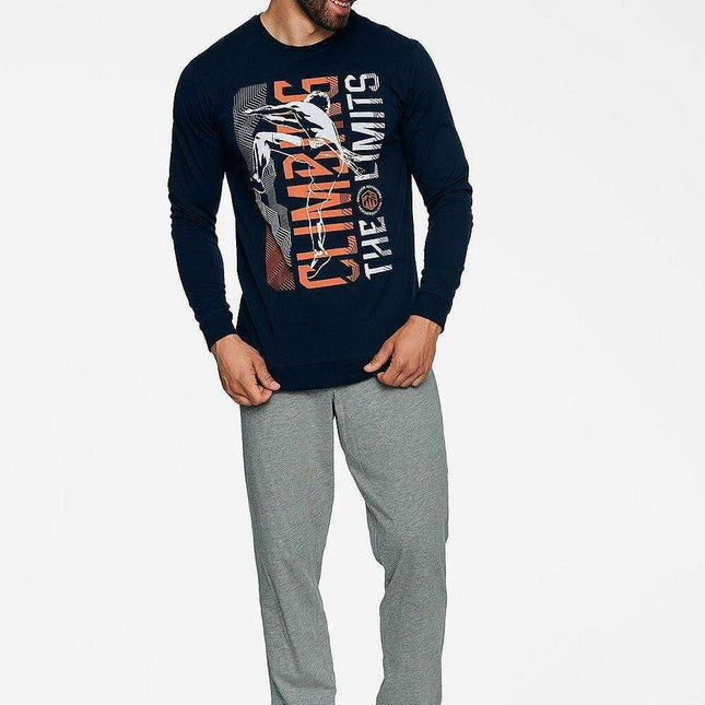 Cozy Nights Men's Lounge Pyjama Set with Trendy Quote
