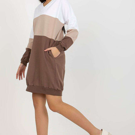 Cozy Parisian Heart Neckline Long Sleeve Sweatshirt Dress - Très Elite