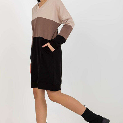 Cozy Parisian Heart Neckline Long Sleeve Sweatshirt Dress - Très Elite