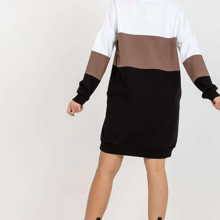 Cozy Parisian Heart Neckline Long Sleeve Sweatshirt Dress - Très Elite